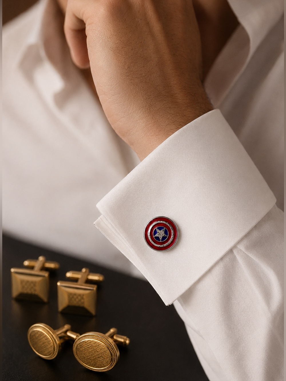 Marvel Captain America Shield Avon & Hickok Cufflinks set bundled